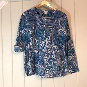 J. Crew tunic, size XL. Embroidered front yoke!